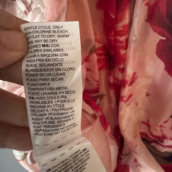 White House Black Market Red Floral Organza Dress Peach Satin Black Accents 10 - Picture 7 of 16